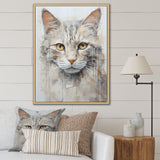 Minimalism Beige Cat Portrait - Cat Living Room Wall Art