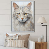 Minimalism Beige Cat Portrait - Cat Living Room Wall Art
