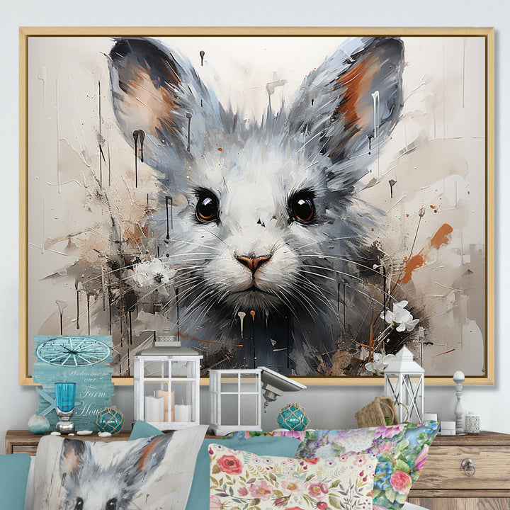 Minimalism Mice In Abstract Portrait - Mouse Canvas Wall Art