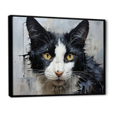 Minimalism Black And White Cat Portrait - Cat Canvas Wall Art
