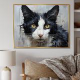 Minimalism Black And White Cat Portrait - Cat Canvas Wall Art