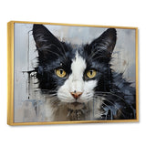 Minimalism Black And White Cat Portrait - Cat Canvas Wall Art