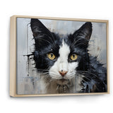Minimalism Black And White Cat Portrait - Cat Canvas Wall Art