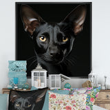 Oriental Elegance Black Cat Portrait - Black Cat Wall Art