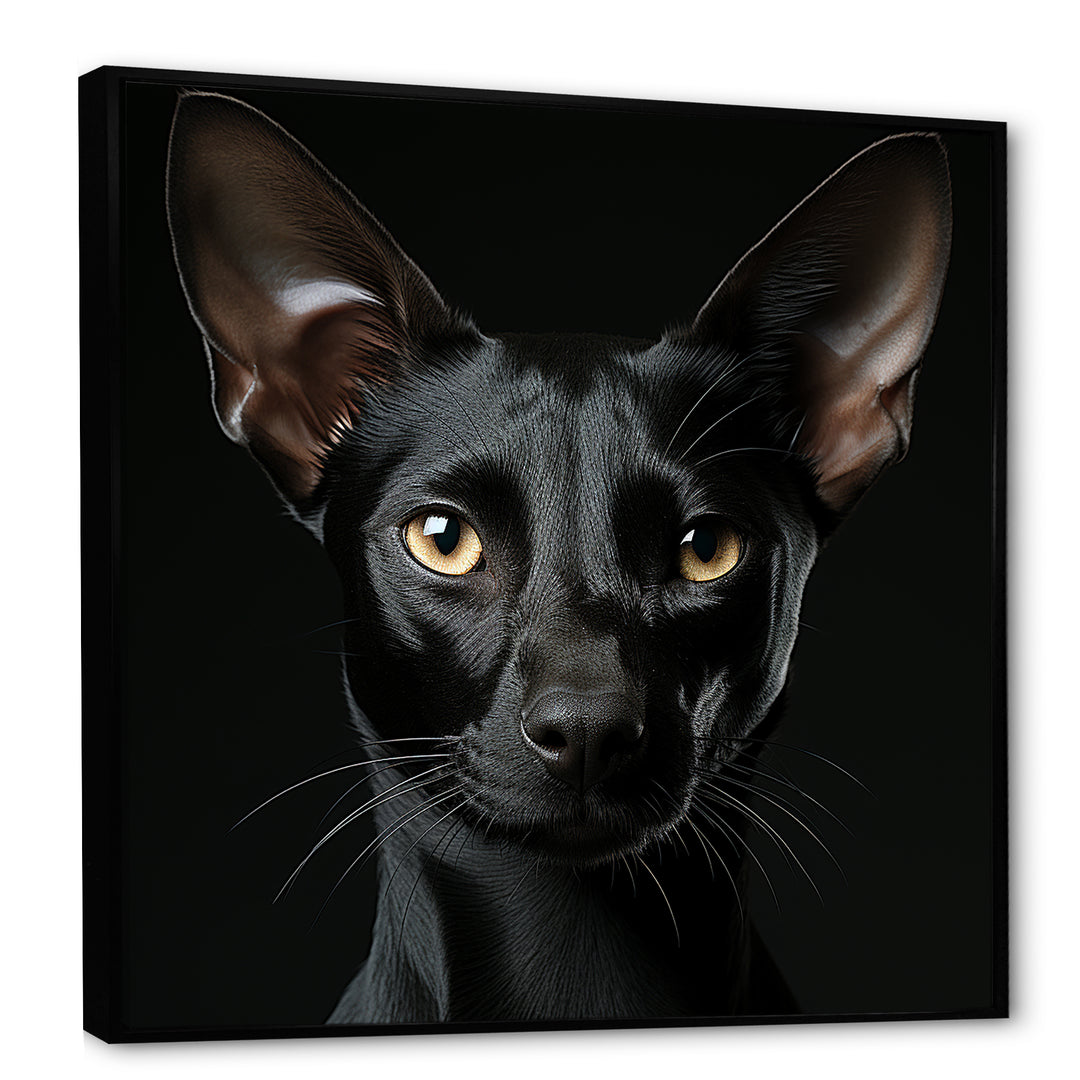 Oriental Elegance Black Cat Portrait - Black Cat Wall Art