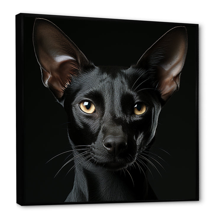 Oriental Elegance Black Cat Portrait - Black Cat Wall Art