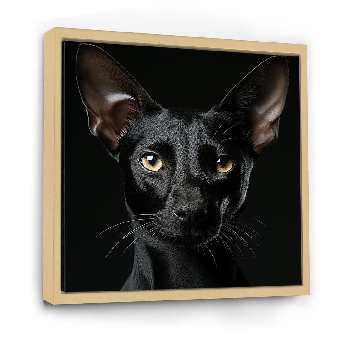 Oriental Elegance Black Cat Portrait - Black Cat Wall Art