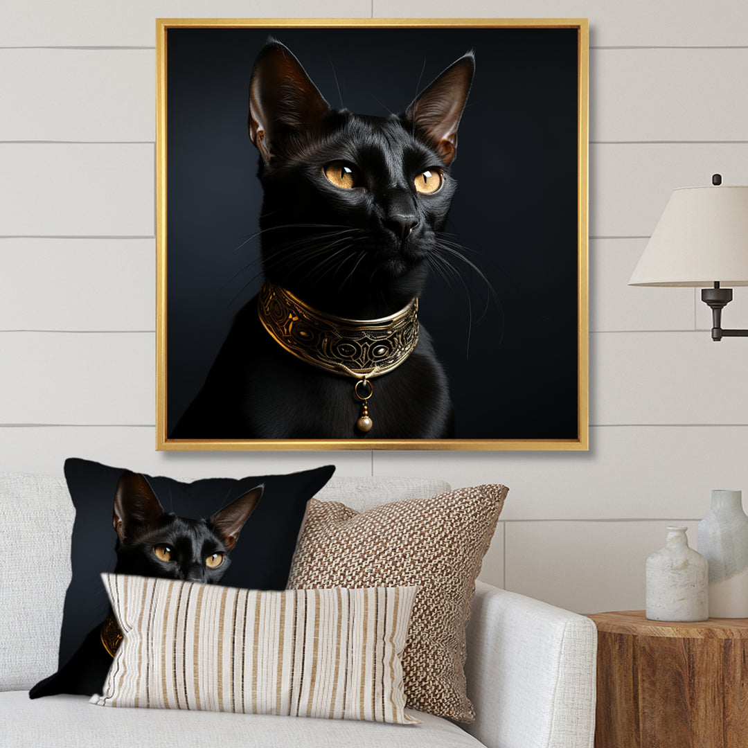 Oriental Opulence Cat Portrait - Cat Framed Canvas Art