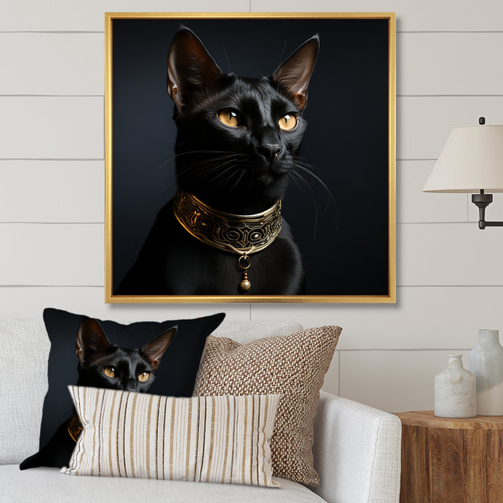 Oriental Opulence Cat Portrait - Cat Framed Canvas Art