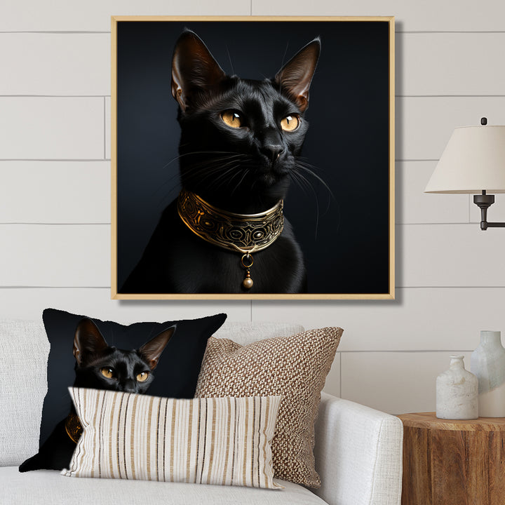 Oriental Opulence Cat Portrait - Cat Framed Canvas Art