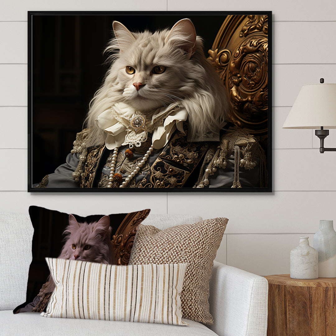 Persian Cat Dressed In Suit Portrait - Cat Home Decor Art