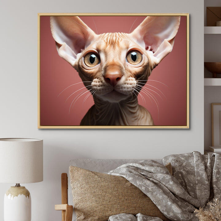 Peterbald Playfulness Cat Portrait - Cat Bedroom Wall Art
