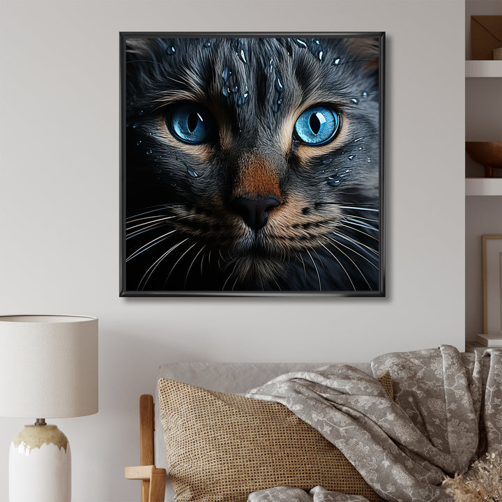 Cat Blue Eye Reflection - Blue Cat Wall Art