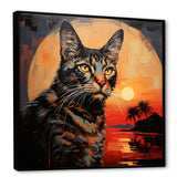Savannah Cat In Sunset - Cat Large Canvas Wall Art