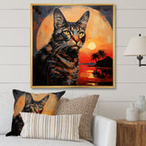 Savannah Cat In Sunset - Cat Large Canvas Wall Art