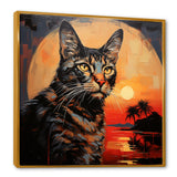 Savannah Cat In Sunset - Cat Large Canvas Wall Art