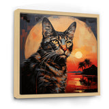 Savannah Cat In Sunset - Cat Large Canvas Wall Art