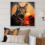 Savannah Cat In Sunset - Cat Large Canvas Wall Art