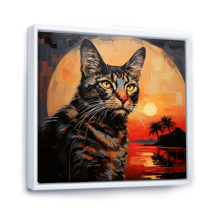 Savannah Cat In Sunset - Cat Large Canvas Wall Art