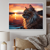 Solitude Cat In Sunset - Cat Wall Art Prints