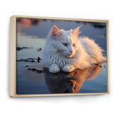 Cat Tranquility On Beach - Cat Framed Canvas Art