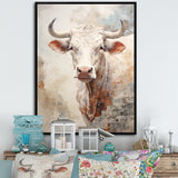 Handsome Beige Cattle Portrait - Cattle Large Canvas Wall Art