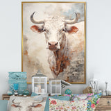 Handsome Beige Cattle Portrait - Cattle Large Canvas Wall Art