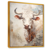 Handsome Beige Cattle Portrait - Cattle Large Canvas Wall Art