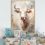 Handsome Beige Cattle Portrait - Cattle Large Canvas Wall Art