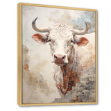 Handsome Beige Cattle Portrait - Cattle Large Canvas Wall Art