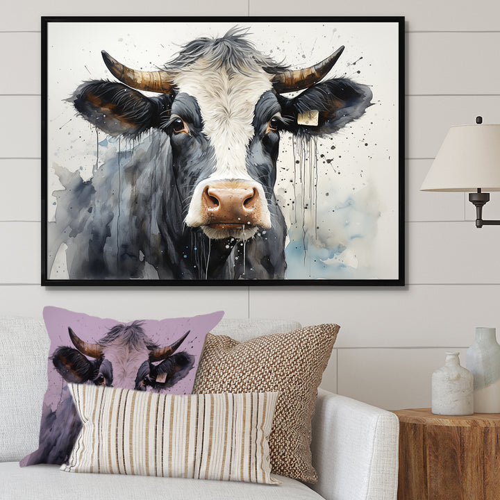 Handsome Black Adn White Cattle Portrait - Cattle Bedroom Wall Art