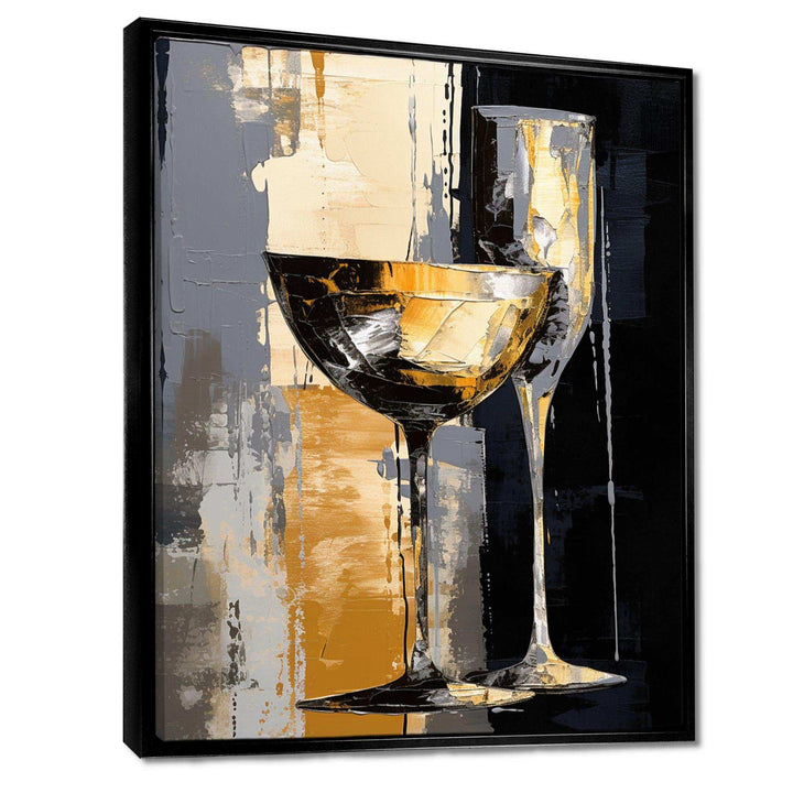 Champagne Collage With Glasses - Food &amp; Beverage Canvas Wall Art