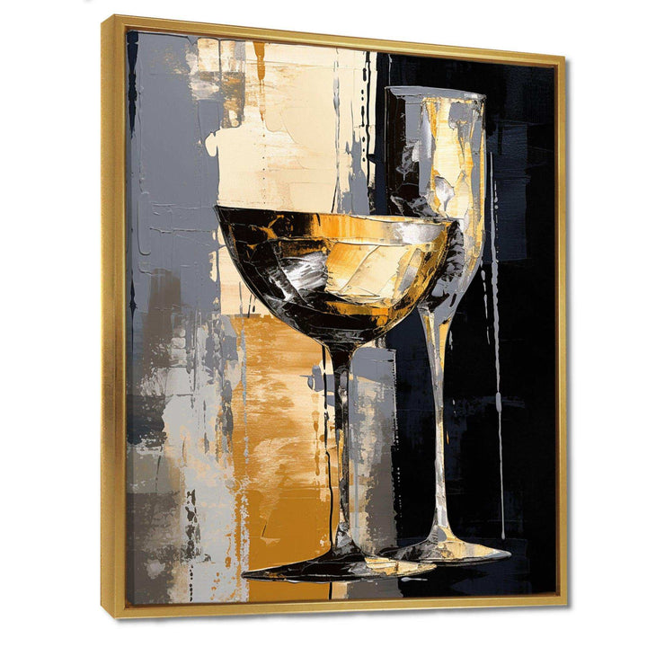 Champagne Collage With Glasses - Food &amp; Beverage Canvas Wall Art
