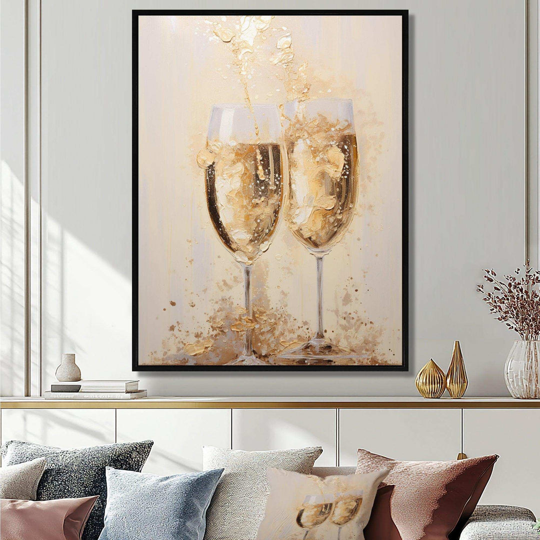Golden Champagne In Glass III - Food &amp; Beverage Canvas Wall Art