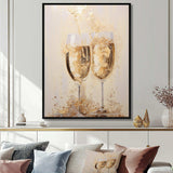 Golden Champagne In Glass III - Food & Beverage Canvas Wall Art