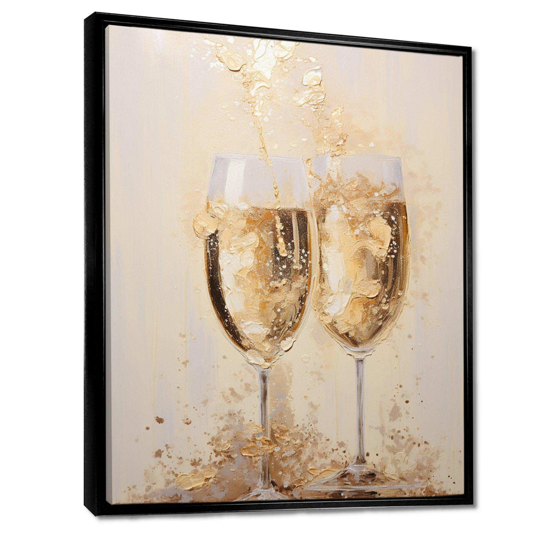 Golden Champagne In Glass III - Food &amp; Beverage Canvas Wall Art