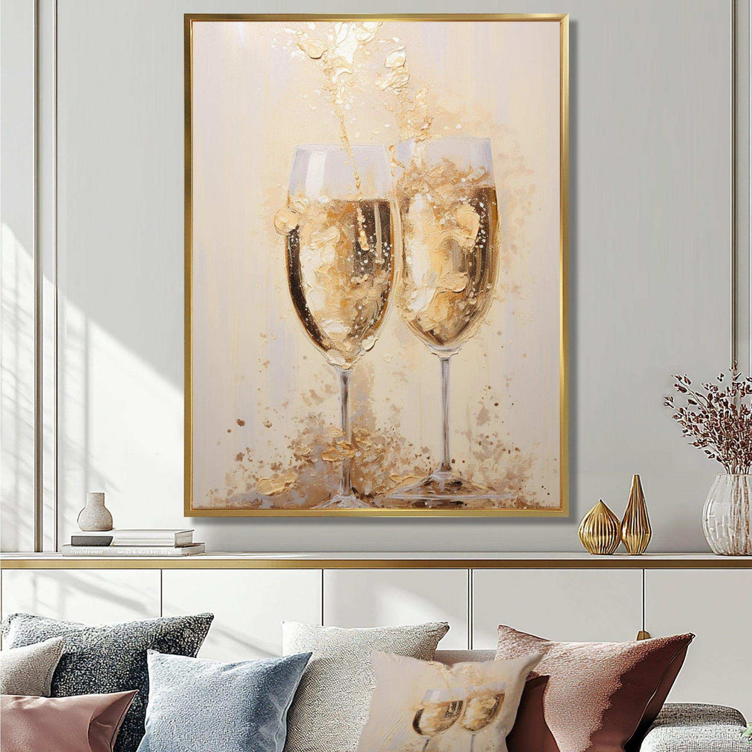 Golden Champagne In Glass III - Food &amp; Beverage Canvas Wall Art