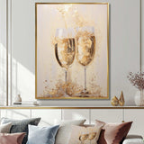 Golden Champagne In Glass III - Food & Beverage Canvas Wall Art