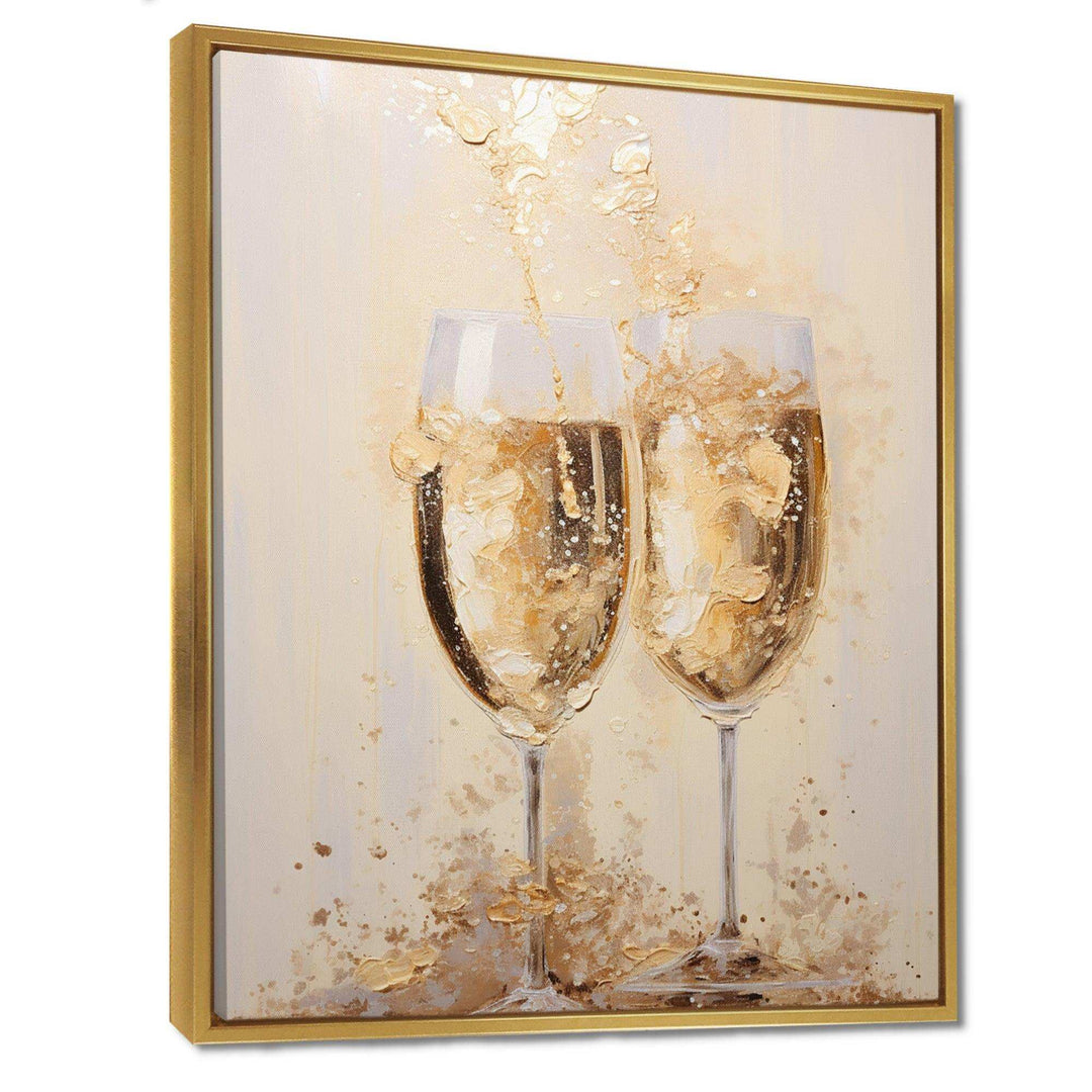 Golden Champagne In Glass III - Food &amp; Beverage Canvas Wall Art