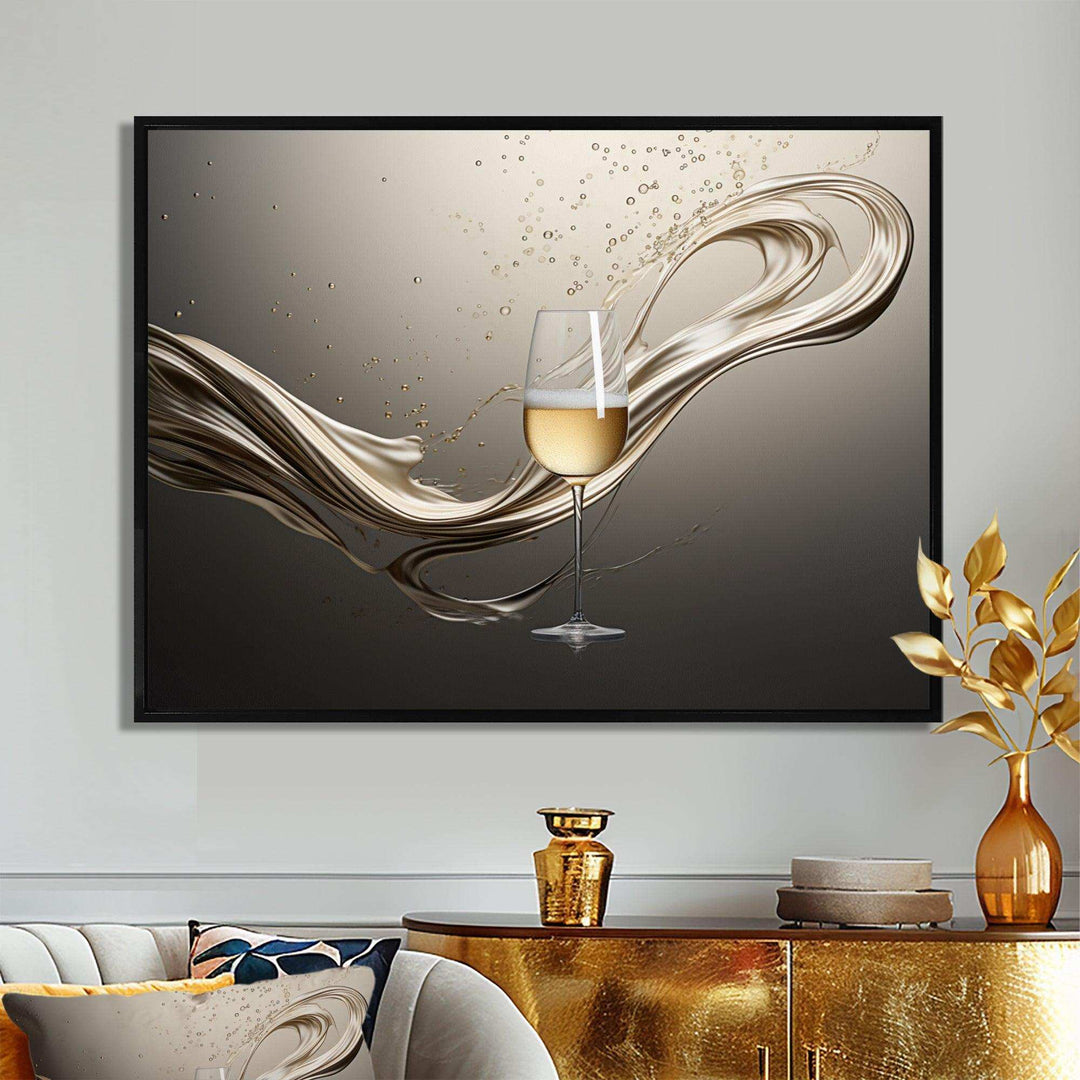 Champagne Glass River Simplicity - Food &amp; Beverage Canvas Wall Art