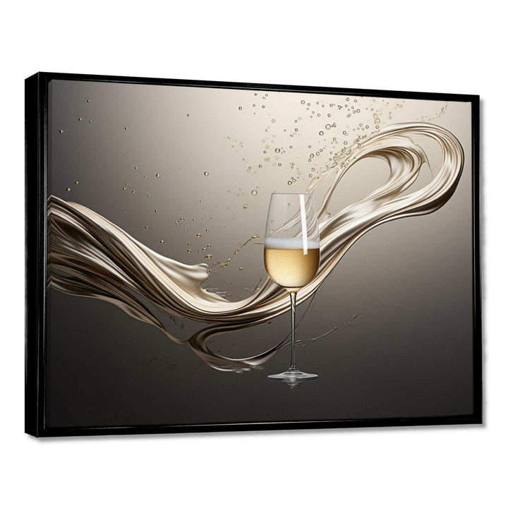 Champagne Glass River Simplicity - Food &amp; Beverage Canvas Wall Art