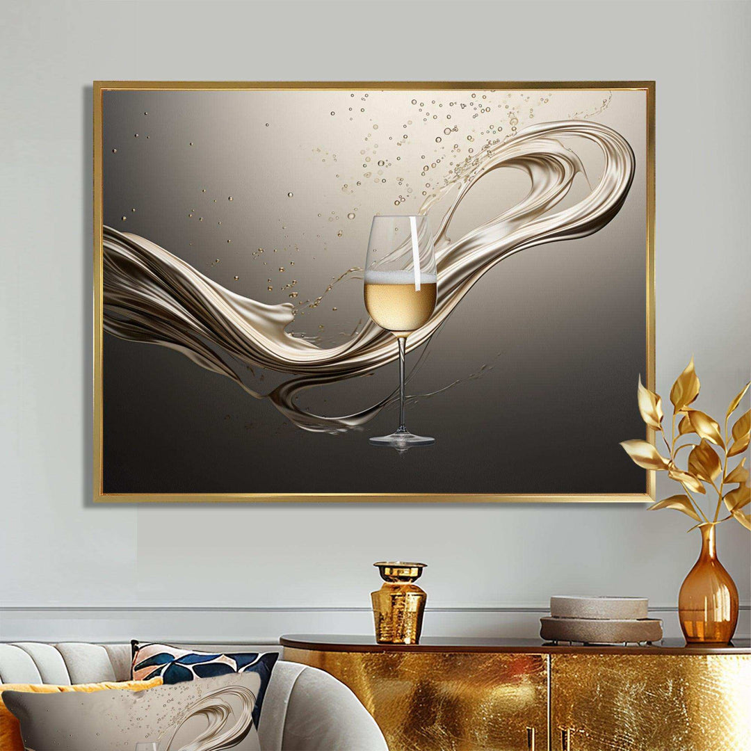 Champagne Glass River Simplicity - Food &amp; Beverage Canvas Wall Art