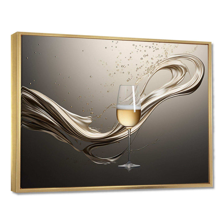 Champagne Glass River Simplicity - Food &amp; Beverage Canvas Wall Art