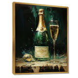 Gold And Emerald Champagne Dream I - Food & Beverage Canvas Wall Art