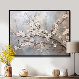 Minimalism Grey And Beige Cherry Blossom I - Floral Canvas Wall Art