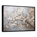 Minimalism Grey And Beige Cherry Blossom I - Floral Canvas Wall Art