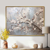 Minimalism Grey And Beige Cherry Blossom I - Floral Canvas Wall Art