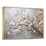 Minimalism Grey And Beige Cherry Blossom I - Floral Canvas Wall Art