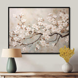 Minimalism White And Grey Cherry Blossom III - Floral Canvas Wall Art