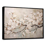 Minimalism White And Grey Cherry Blossom III - Floral Canvas Wall Art